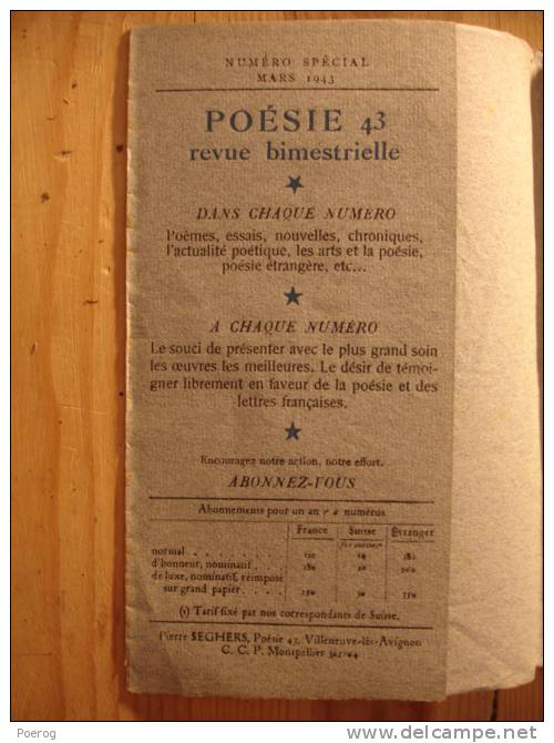 POETES PRISONNIERS - CAHIER SPECIAL DE POESIE MARS 1943 - Adenis Pierre Algaux Charles Autrand Benac Brainville Prison - Autres & Non Classés