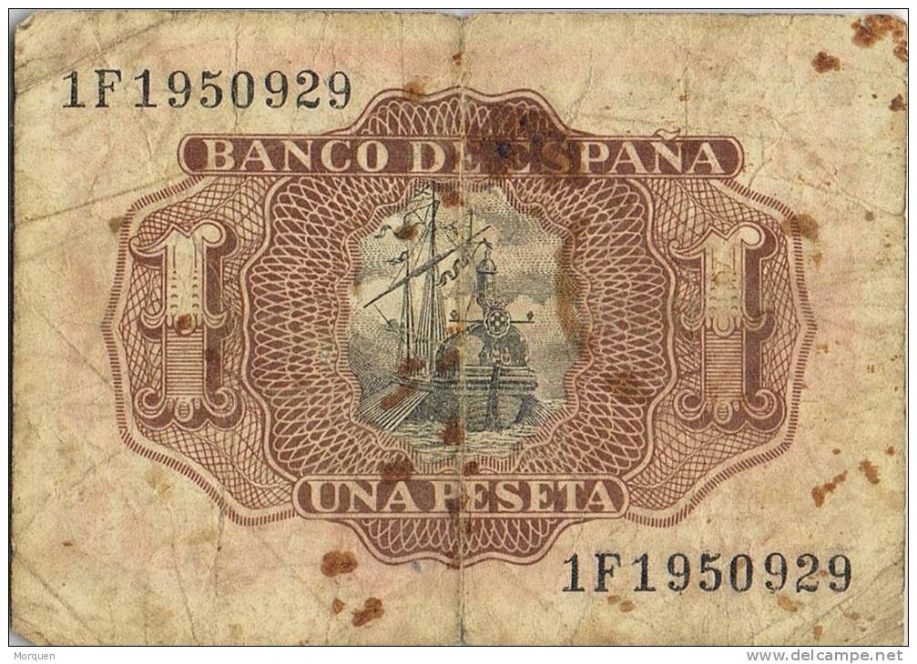 Billete 1 Pesetas 1953. Marques De Santa Cruz, Serie 1F - 5 Peseten