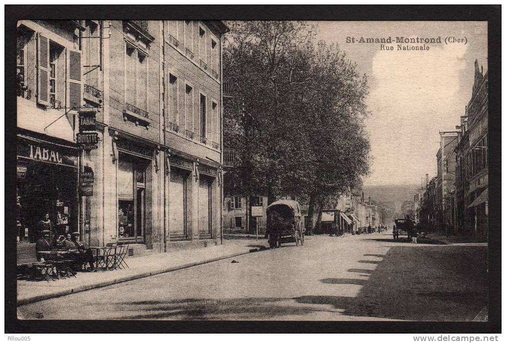 18. SAINT- AMAND- MONTROND.  ( CHER ).  RUE NATIONALE....ANIMEE...ATTELAGE...TABAC-BUVETTE ... C993 - Saint-Amand-Montrond