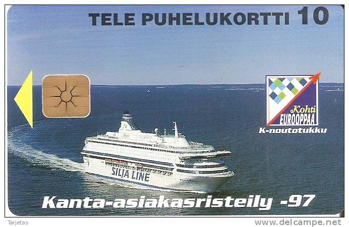 TARJETA DE FINLANDIA DE UN BARCO DE PASAJEROS  SILJA LINE TIRADA 4000 (SHIP-BARCO) NUEVA-MINT - Finlande