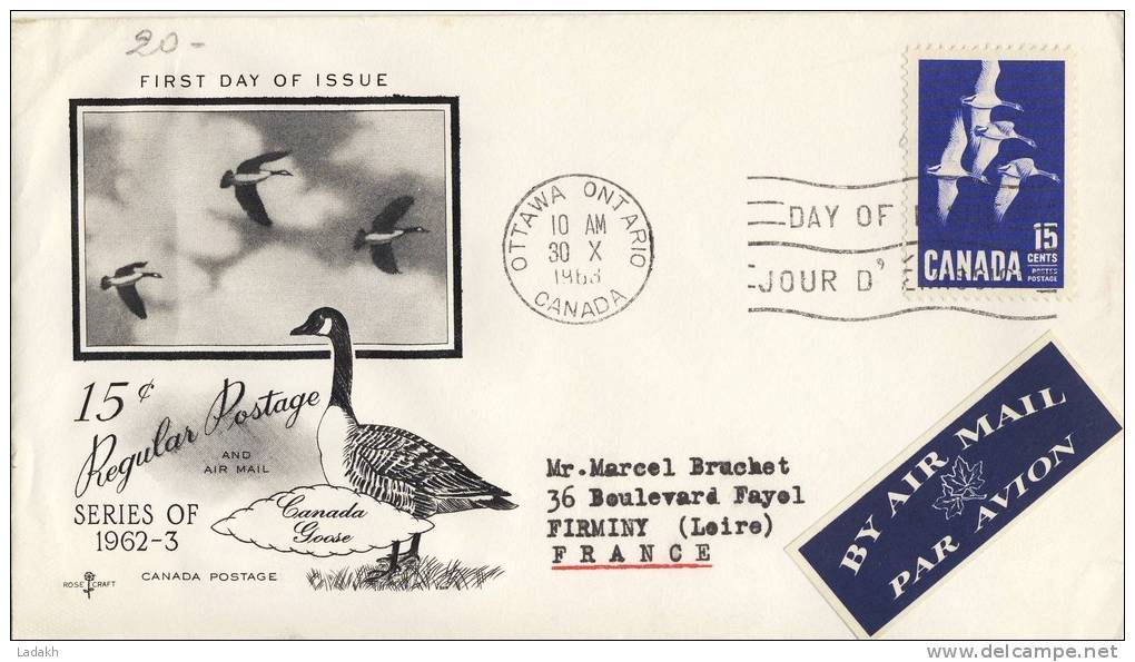 2 FDC CANADA # DEVELOPPEMENT DU NORD #CANADA GOOSE# CONSTRUCTION DE ROUTES #OISEAUX - 1961-1970