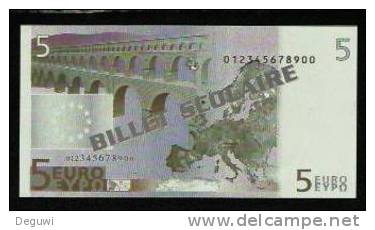 5 Euros POLYMER Note "BOURRELIER" Billet Scolaire, Training, Type B = Size 108 X 56, RRRRR, UNC Extrem Scarce!!! - Other & Unclassified