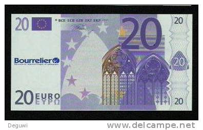 20 Euros POLYMER Note "BOURRELIER" Billet Scolaire, Training, Type B = Size 120 X 65, RRRRR, UNC Extrem Scarce!!! - Autres & Non Classés