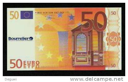 50 Euros POLYMER Note "BOURRELIER" Billet Scolaire, Training, Type B = Size 126 X 70, RRRRR, UNC Extrem Scarce!!! - Altri & Non Classificati