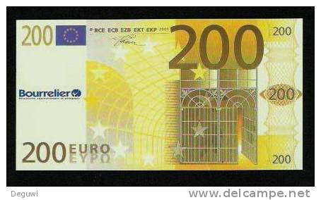 200 Euros POLYMER Note "BOURRELIER" Billet Scolaire, Training, Type B = Size 140 X 73, RRRRR, UNC Extrem Scarce!!! - Other & Unclassified