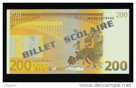 200 Euros POLYMER Note "BOURRELIER" Billet Scolaire, Training, Type B = Size 140 X 73, RRRRR, UNC Extrem Scarce!!! - Other & Unclassified