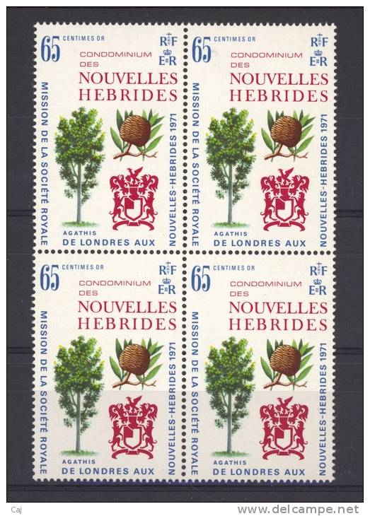 Nouvelles Hébrides  :  Yv  312  **   Bloc De 4  ,  Arbre - Tree - Neufs