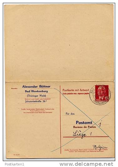 DDR  P 65  Antwort-Postkarte  ZUDRUCK #2  Sost. KÖNIGLICHE HOCHZEIT  Liège 1960 - Privé Postkaarten - Gebruikt