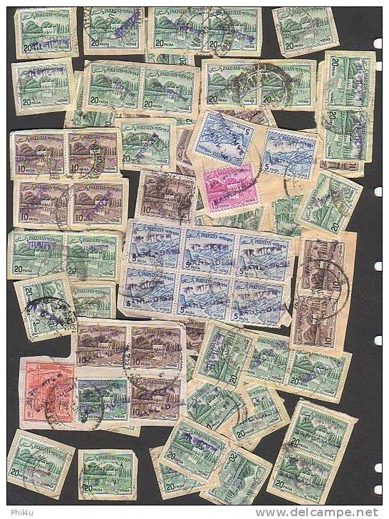 300 Bangladesh Rubber Hand Stamped On Pakistan Stamps All Genuine Mixed Lot On Paper Of 300 Stamps - Bangladesh