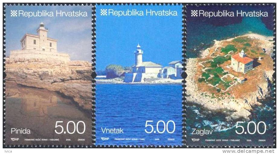 CROATIA - Set 3 Stamps - LIGHTHOUSES - 2008 - Croatie