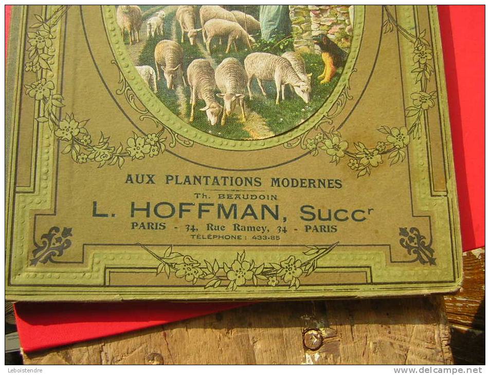 CALENDRIER 1911 SORTE DE PORTE MENUS PUBLICITAIRE AUX PLANTATIONS MODERNES TH.BEAUDOIN L.HOFFMAN,SUCC PARIS 34 RUE RAMEY