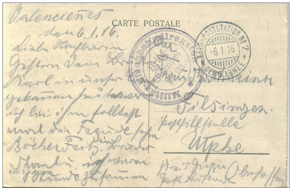 Feldpost 1.WK  MILITÄREISENBAHNDIREKTION 1 Nr. 121  1916 - Briefe U. Dokumente
