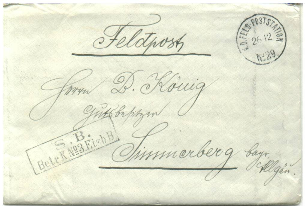 Feldpost 1.WK  BETR. K. No 3  EISB. B.  1915 - Briefe U. Dokumente