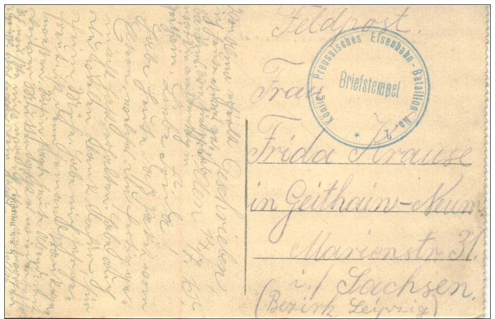 Feldpost 1.WK  KÖNIGL. PREUSSISCHES EISENBAHN-BATAILLON No 2  1915 - Briefe U. Dokumente