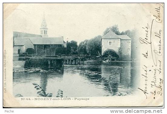 N°20885 -cpa Nogent Sur Loir -paysage -moulin- - Moulins à Eau