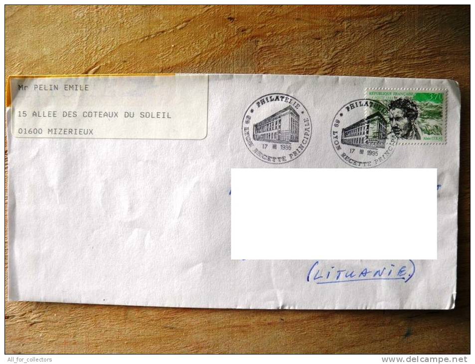 Cover Sent From France To Lithuania On 1995, Alain Colas, Special Cancels Philatelie Recette Principal - Lettres & Documents