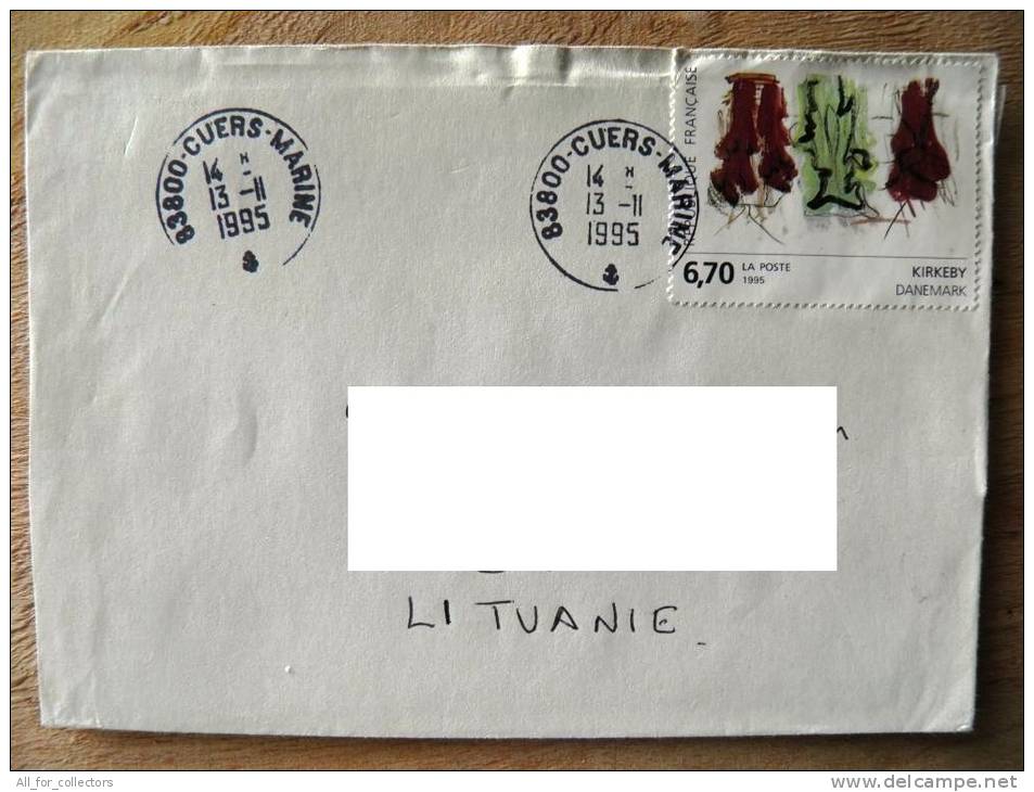 2 Scans, Cover Sent From France To Lithuania On 1995, Art Painting Kirkeby Danemark - Lettres & Documents