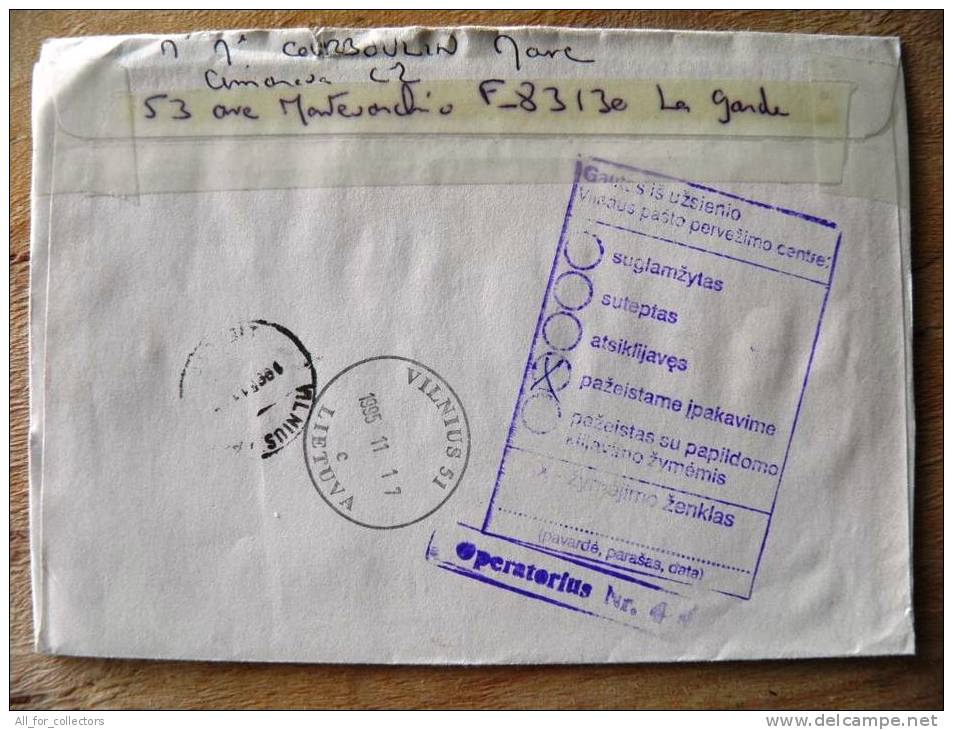 2 Scans, Cover Sent From France To Lithuania On 1995, Art Painting Kirkeby Danemark - Lettres & Documents