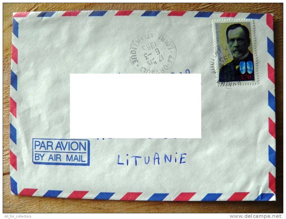 Cover Sent From France To Lithuania On 1995, Louis Pasteur, - Lettres & Documents