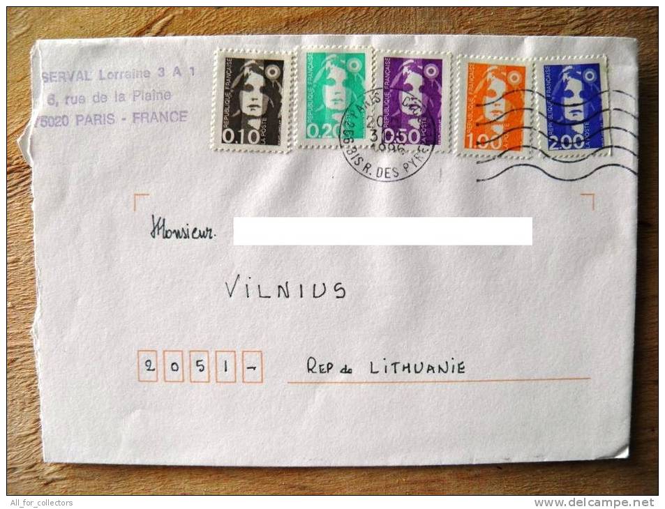 Cover Sent From France To Lithuania On 1996 - Lettres & Documents