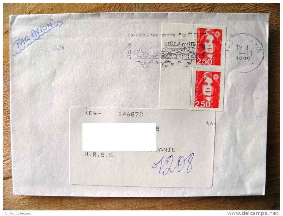 Cover Sent From France To Lithuania On 1992, Special Cancel Bridge - Brieven En Documenten