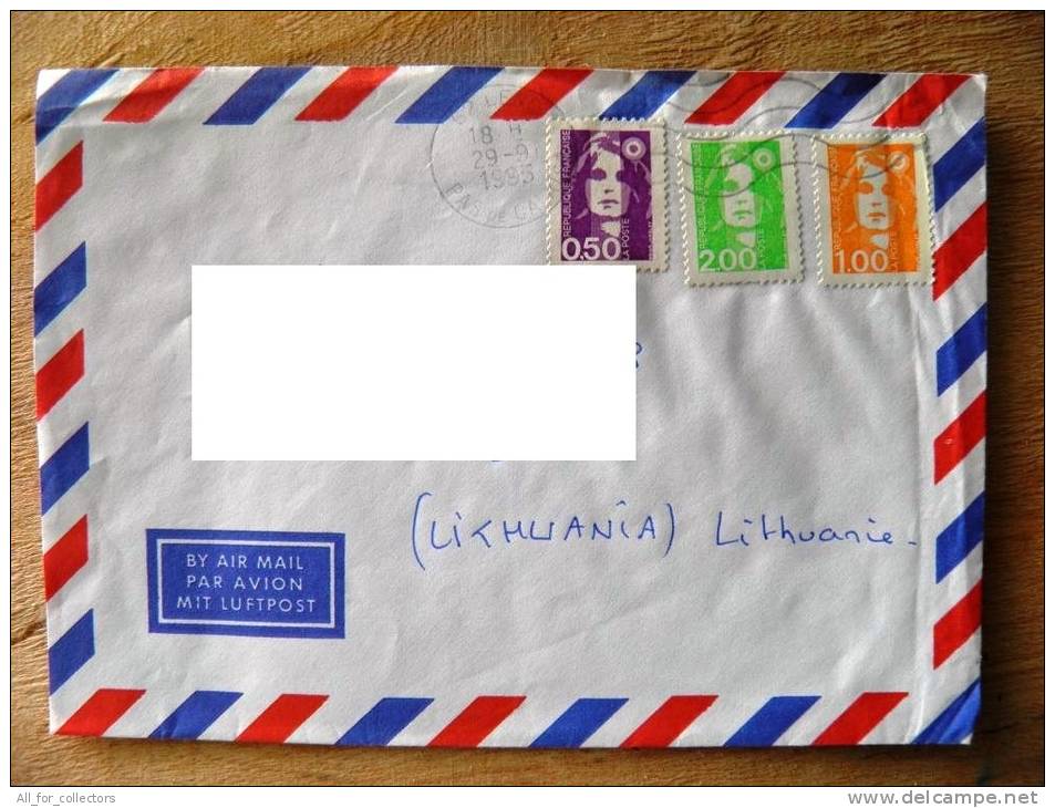 Cover Sent From France To Lithuania On 1995 - Brieven En Documenten