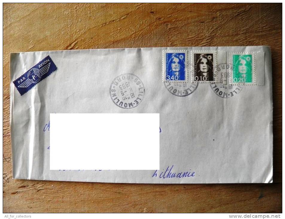 Cover Sent From France To Lithuania On 1993 - Brieven En Documenten