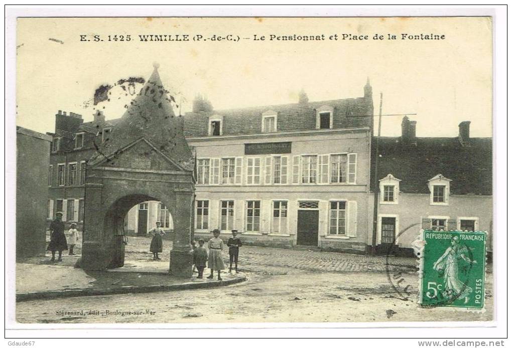 WIMILLE (PAS DE CALAIS) - CPA - LE PENSIONAT ET PLACE DE LA FONTAINE - Autres & Non Classés