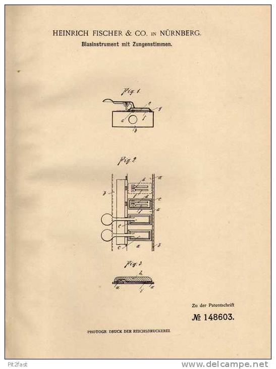 Original Patentschrift - Heinrich Fischer & Co In Nürnberg , 1903 , Tuba , Posaune , Trompete !!! - Instrumentos De Música