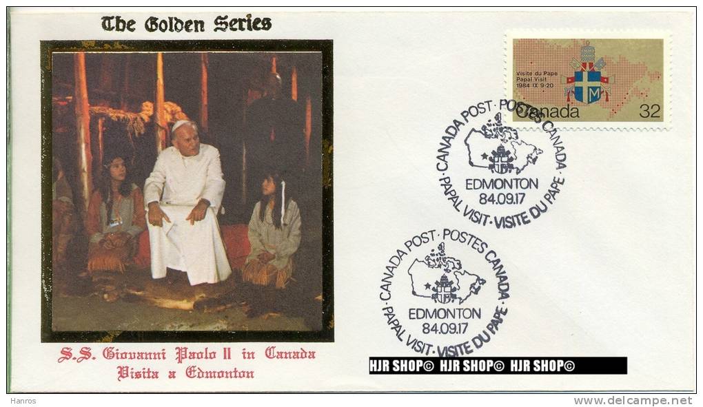 Visita A Edmonton, 17. September 1984,  In Kanada, The Golden Series - Enveloppes Commémoratives