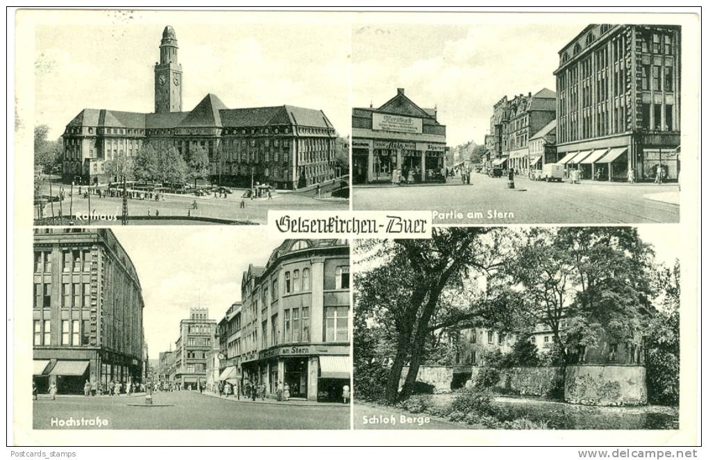 Gelsenkirchen - Buer, 4 Ansichten Mit Hochstrasse, 1953 - Gelsenkirchen