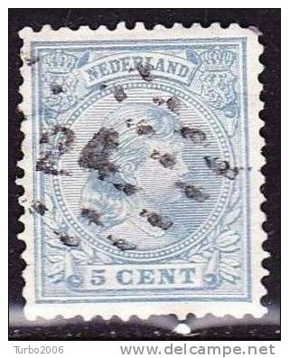 1891  Prinses Wilhelmina Hangend Haar 5 Cent Blauw NVPH 35 Puntstempel 24 = Deventer - Used Stamps