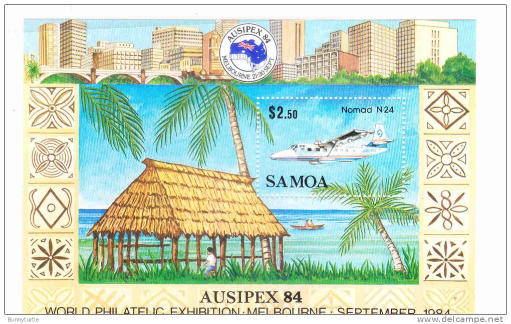 Samoa 1984 Ausipex Stamp Exhibition Airplane Hut S/S MNH - Samoa (Staat)