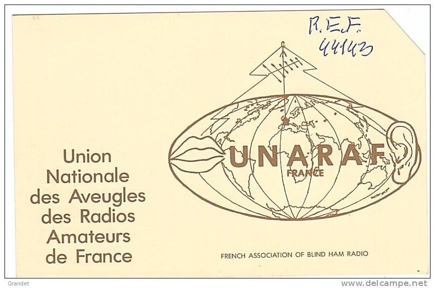 CARTE RADIO - QSL - UNARAF - AVEUGLES - RADIO - AMATEURS DE FRANCE - 1985. - Radio Amateur