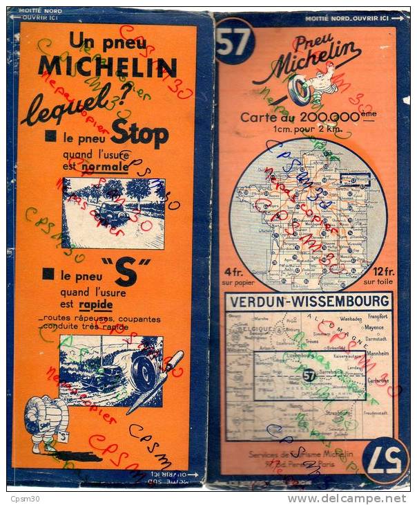 Carte Géographique MICHELIN - N° 057 VERDUN - WISSEMBOURG N° 115 3625 - Strassenkarten