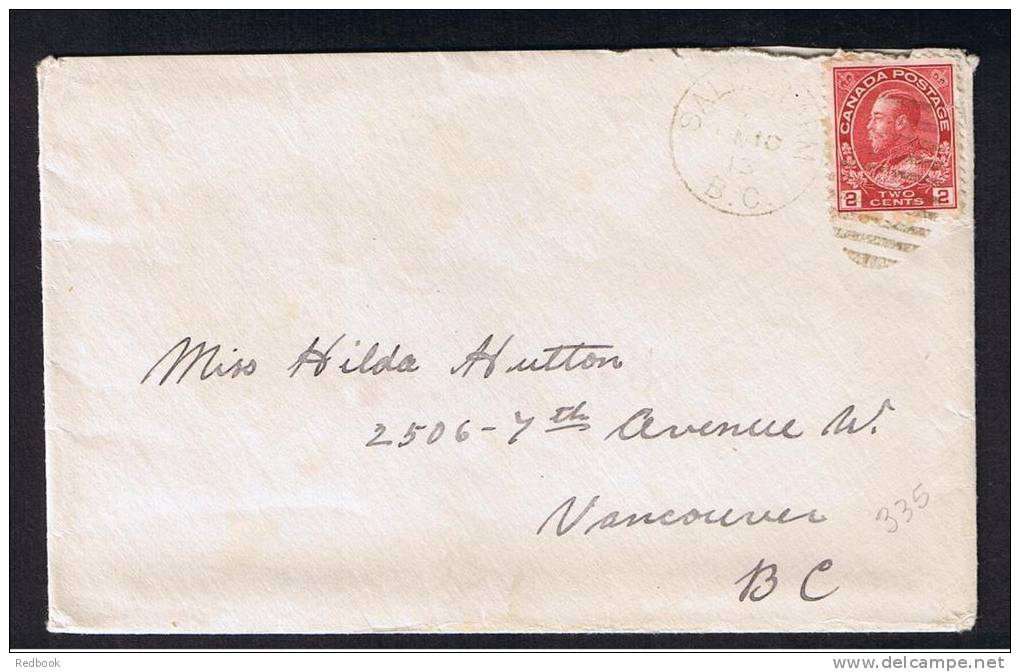 RB 865 - 1913 Cover Salmon Arm BC British Columbia Canada - 2c Rate To Vancouver - Covers & Documents