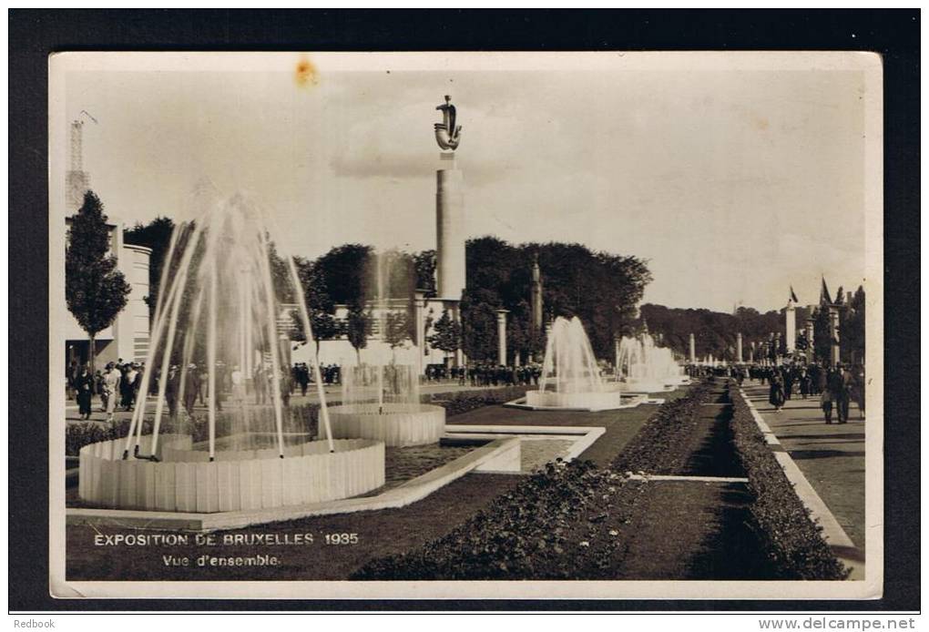 RB 865 - 1935 Real Photo Postcard Espostion De Bruxelles Belgium - Vue D'ensemble - 1fr Rate To Bristol UK - Festivals, Events