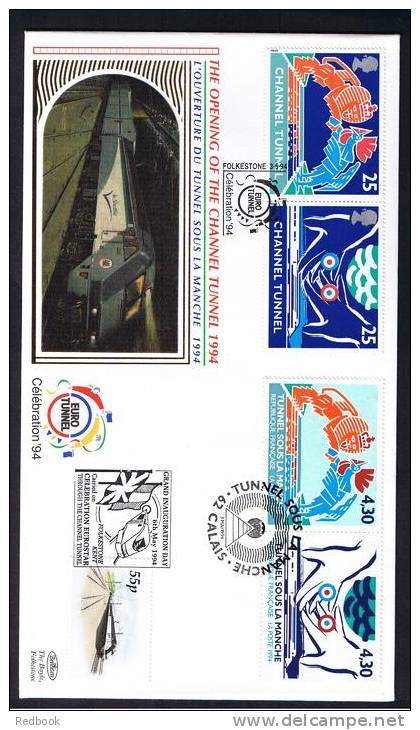 RB 865 - 1994 Benham FDC First Day Cover Opening Of The Channel Tunnel - Calais Postmark - France Interest - 1981-1990 Em. Décimales