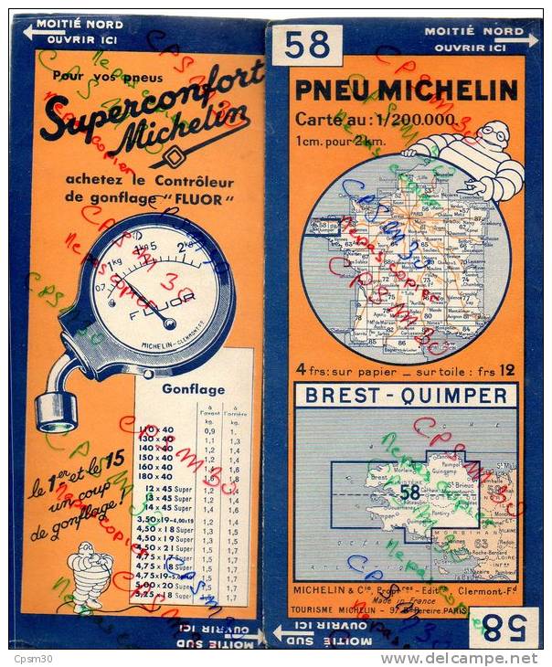 Carte Géographique MICHELIN - N° 058 BREST - QUIMPER N° 3427 87 - Strassenkarten