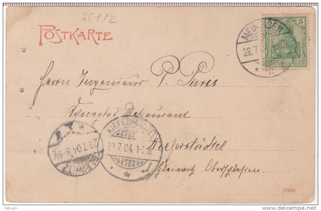 ALLEMAGNE - MEININGEN - Voy.1904  (scan Verso, Voir) - Trous D'épingle - Meiningen