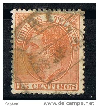 Sello 15 Cts Alfonso XII  Fechador JEREZ (Cadiz), Num 210a º - Used Stamps