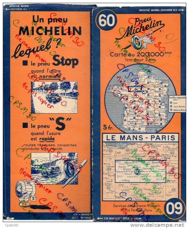 Carte Géographique MICHELIN - N° 060 LE MANS - PARIS N° 1210 3645 - Strassenkarten