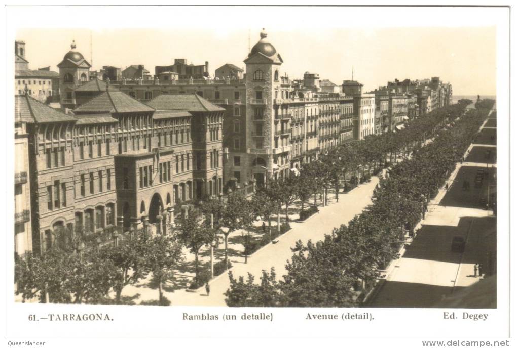 Tarragona 61  Ramblas (un Detalle) Avenue (detail) Ed. Degey Mint Unused Old Postcard - Tarragona