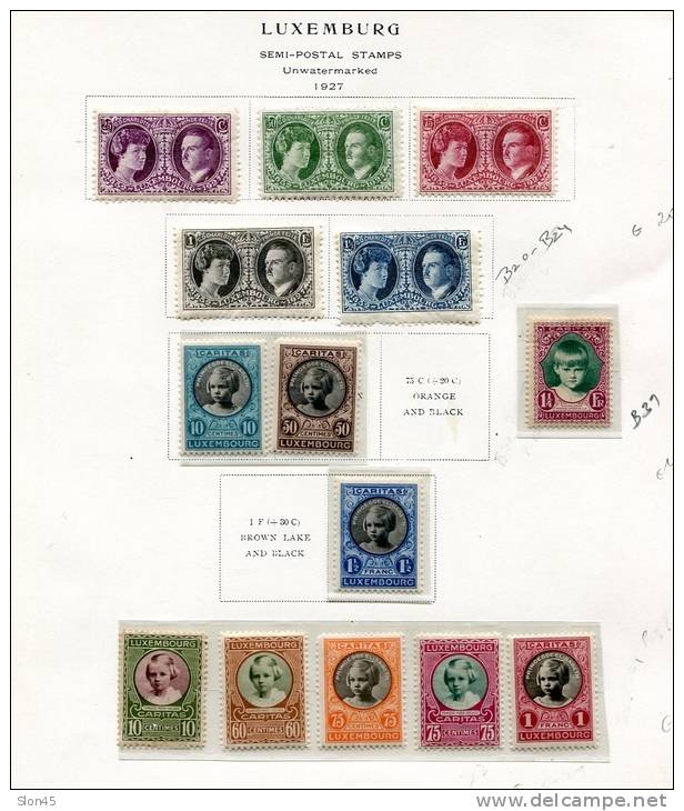 Luxembourg 1920-7 Accumulatiom Unused/Used On Pages Overprint - Collections