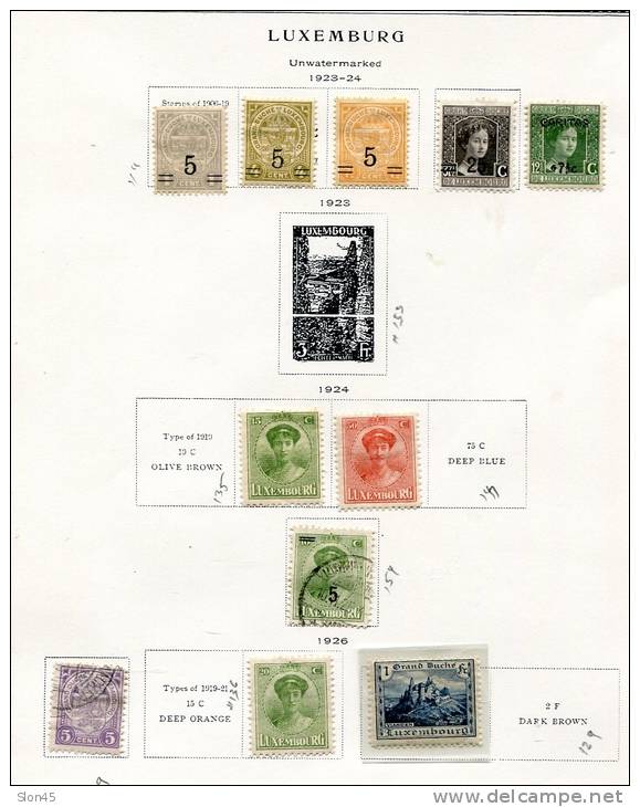 Luxembourg 1920-7 Accumulatiom Unused/Used On Pages Overprint - Sammlungen