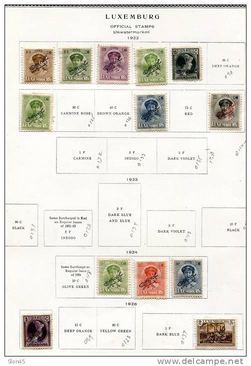 Luxembourg 1920-7 Accumulatiom Unused/Used On Pages Overprint - Collections