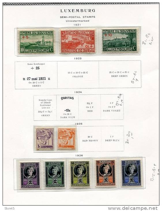 Luxembourg 1920-7 Accumulatiom Unused/Used on pages Overprint