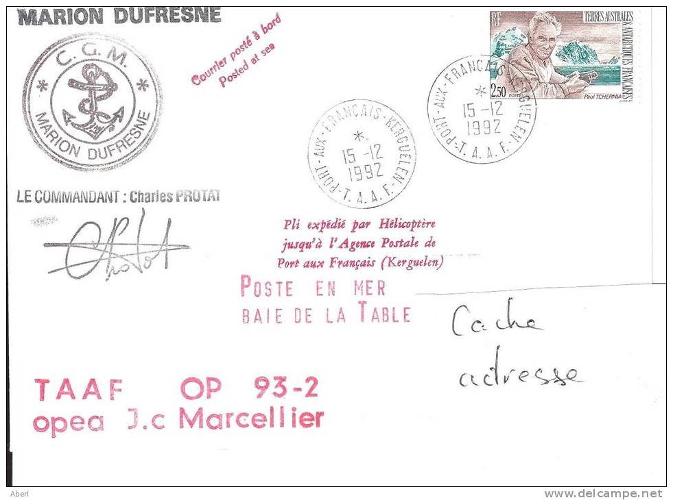8377  MARION DUFRESNE - BAIE De La TABLE - Par HELICOPTERE - KERGUELEN - Cartas & Documentos