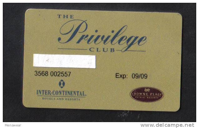 MALTA  - HOTEL GOLD CLUB CARD  (  INTER CONTINETAL HOTEL  ) ST'JULIANS MALTA - 1999 - Hotel Keycards