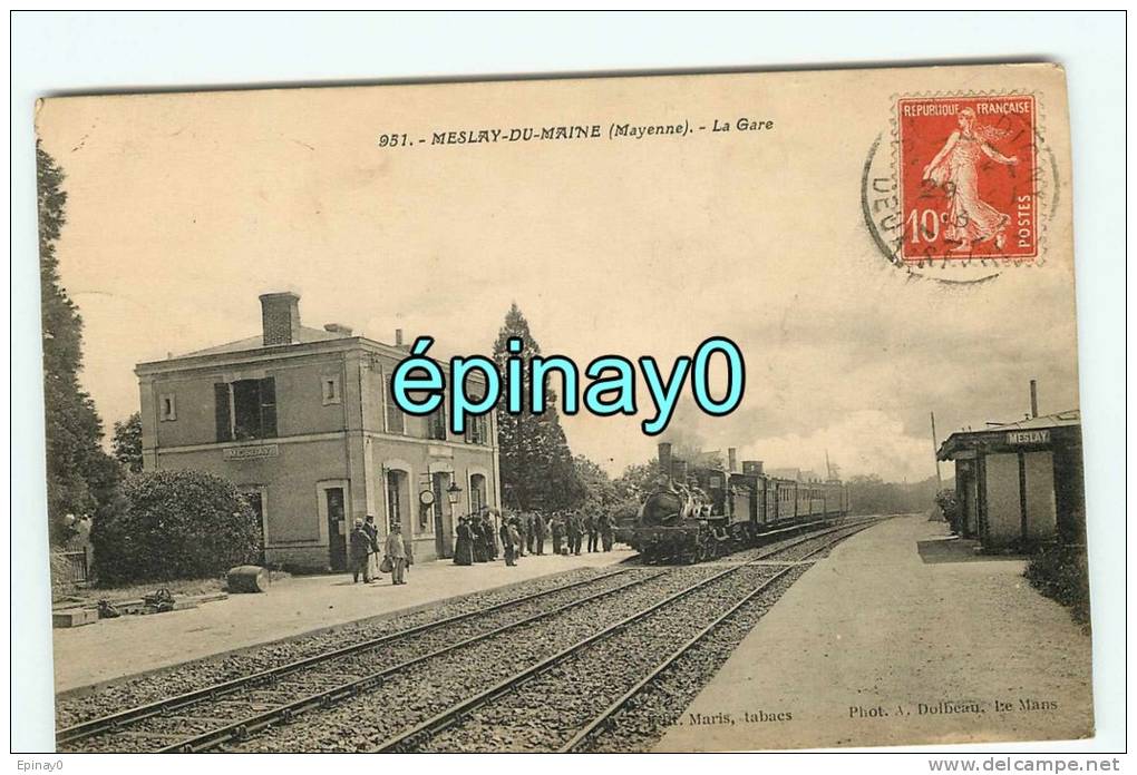 Br - 53 - MESLAY DU MAINE - La Gare Avec Train - RARE VISUEL  - édition Maris & Dolbeau - Meslay Du Maine